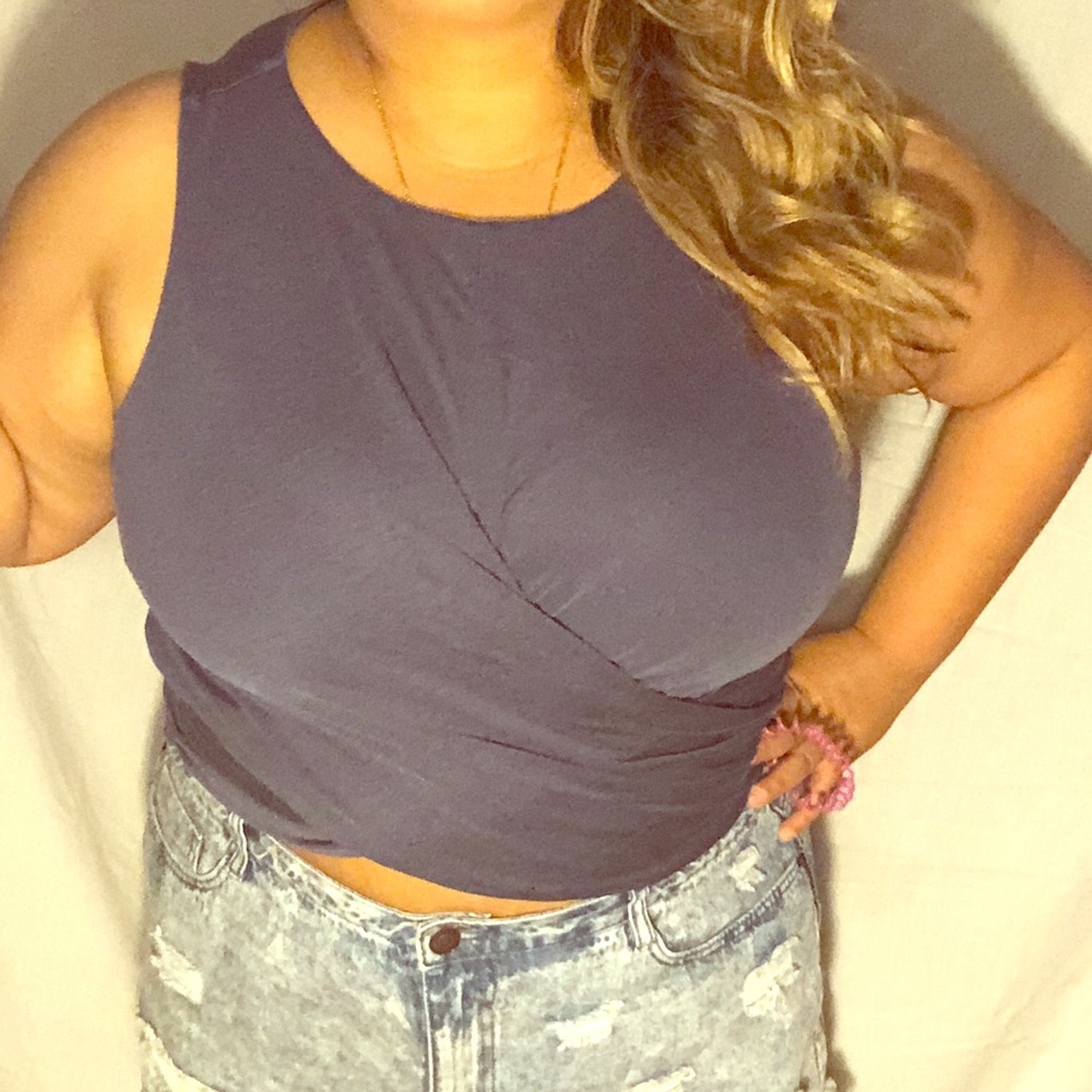 Wrap front crop tank top